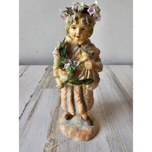 Glitter fairy Cherub statue shabby chic figurine flowers unique spring Victorian